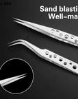 2-Piece Anti-Static Industrial Tweezers – Curved & Straight Stainless Steel for Electronics & DIY