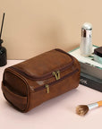 PU Leather Hanging Toiletry Bag – Large Dopp Kit for Men & Women