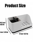 Bathroom Counter Organizer with Toothbrush Holder – Vanity Sink Storage Tray (White)