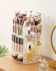 360° Rotating Makeup Organizer – Spinning Countertop Cosmetic Holder Shelf (Clear)