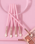 6-Piece Pink Eye Makeup Brush Set – Sponge Eyeshadow, Blending & Concealer Brushes