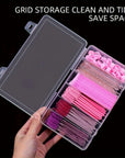 Clear 6-Compartment Eyelash Extension Storage Box – Snap Lid Makeup Organizer