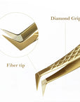 DIYDAY Anti-Slip Fiber Tip Eyelash Extension Tweezers – Precision Stainless Steel Tool
