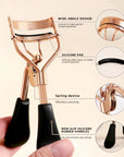 Portable Eyelash Curler with 15 Silicone Pads – Stainless Steel Extension & Curling Tool
