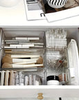 Clear Makeup Organizer Set of 7 – Stackable Drawer Dividers for Cosmetics & Desk Storage