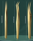 Stainless Steel Eyelash Extension Tweezers – Precision Curved & Straight with Ergonomic Handle