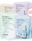Centella Collagen Face Mask – Vitamin C Hyaluronic Acid Moisturizing Sheet Mask (5/20 Pack)