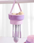 All-in-One Makeup Brush Cleaner Bowl – Wash, Dry & Storage Rack for Brushes & Sponges
