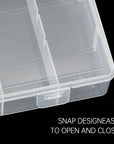 Clear 6-Compartment Eyelash Extension Storage Box – Snap Lid Makeup Organizer