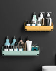 No-Drill Bathroom Shower Shelf – Wall-Mounted Shampoo & Spice Rack Organizer