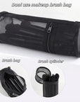 Mesh Makeup Brush Bucket Bag – Dual-Use Stand-Up Cosmetic Brush Organizer