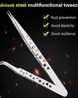 2-Piece Anti-Static Industrial Tweezers – Curved & Straight Stainless Steel for Electronics & DIY