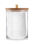 Bathroom Organizer Accessories Set – Cotton Ball Dispenser & Clear Plastic Organizer Jars