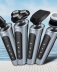 Men's 3-in-1 & 4-in-1 Electric Shaver – Multi-Function Grooming Kit (Green/Silver)