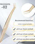 CoMango Wood Grain Anti-Slip Eyelash Extension Tweezers – Premium Gold Stainless Steel