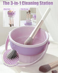 All-in-One Makeup Brush Cleaner Bowl – Wash, Dry & Storage Rack for Brushes & Sponges