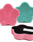 Seashell Makeup Brush Cleaning Mat – Universal Scrubber Pad & Washing Box for Cosmetic Brushes
