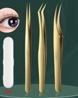Stainless Steel Eyelash Extension Tweezers – Precision Curved & Straight with Ergonomic Handle