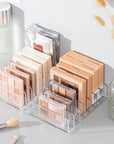 7-Compartment Clear Makeup Organizer Box – Stackable Cosmetic Display Shelf