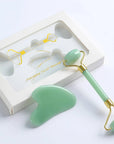 Jade Roller & Gua Sha Facial Tool Set – Reduces Puffiness for Face, Neck & Eyes
