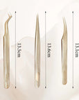 CoMango Wood Grain Anti-Slip Eyelash Extension Tweezers – Premium Gold Stainless Steel