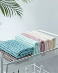 Waffle Cotton Face Towel – Soft Plaid Hand & Hair Shower Towel for Adults (34x74cm)