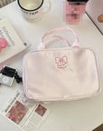 3-Layer Pink Bow Travel Toiletry Bag – Large Capacity Cosmetic Organizer