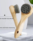 Wooden Handle Face Wash Brush – Beech & Bamboo Manual Facial Cleansing Brush