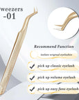 CoMango Wood Grain Anti-Slip Eyelash Extension Tweezers – Premium Gold Stainless Steel