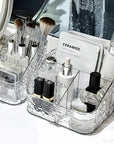 Clear Acrylic Makeup Organizer – Vanity Cosmetic Storage Box with Lipstick Holder