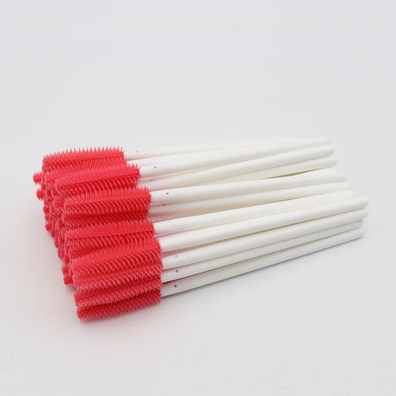 Disposable Silicone Mascara Wand Brushes – 100-Pack Eyelash Extension Spoolie Set