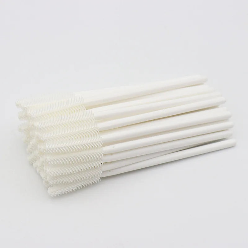 Disposable Silicone Mascara Wand Brushes – 100-Pack Eyelash Extension Spoolie Set