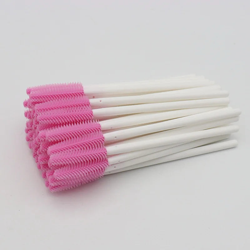 Disposable Silicone Mascara Wand Brushes – 100-Pack Eyelash Extension Spoolie Set