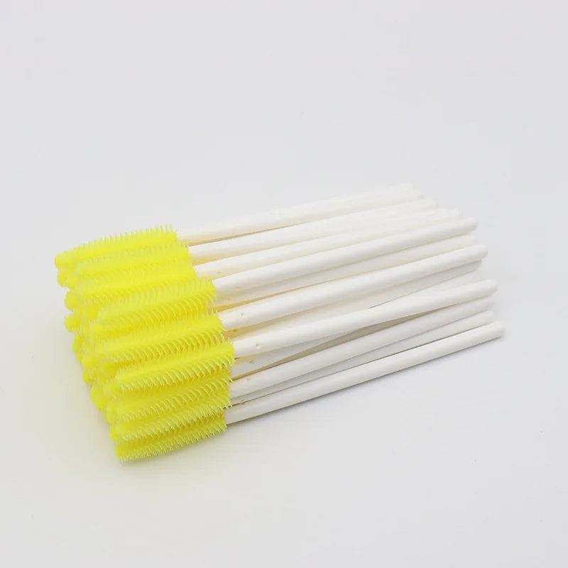 Disposable Silicone Mascara Wand Brushes – 100-Pack Eyelash Extension Spoolie Set