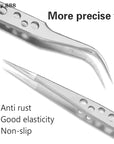2-Piece Anti-Static Industrial Tweezers – Curved & Straight Stainless Steel for Electronics & DIY