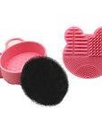 Seashell Makeup Brush Cleaning Mat – Universal Scrubber Pad & Washing Box for Cosmetic Brushes
