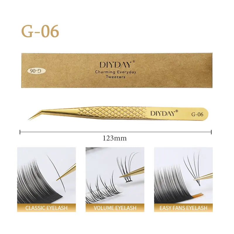 DIYDAY Anti-Slip Fiber Tip Eyelash Extension Tweezers – Precision Stainless Steel Tool