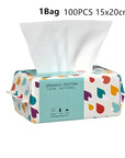 100-Count Disposable Cotton Face Towels – Soft Dry Cleansing Wipes for Skin Care