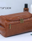 PU Leather Hanging Toiletry Bag – Large Dopp Kit for Men & Women