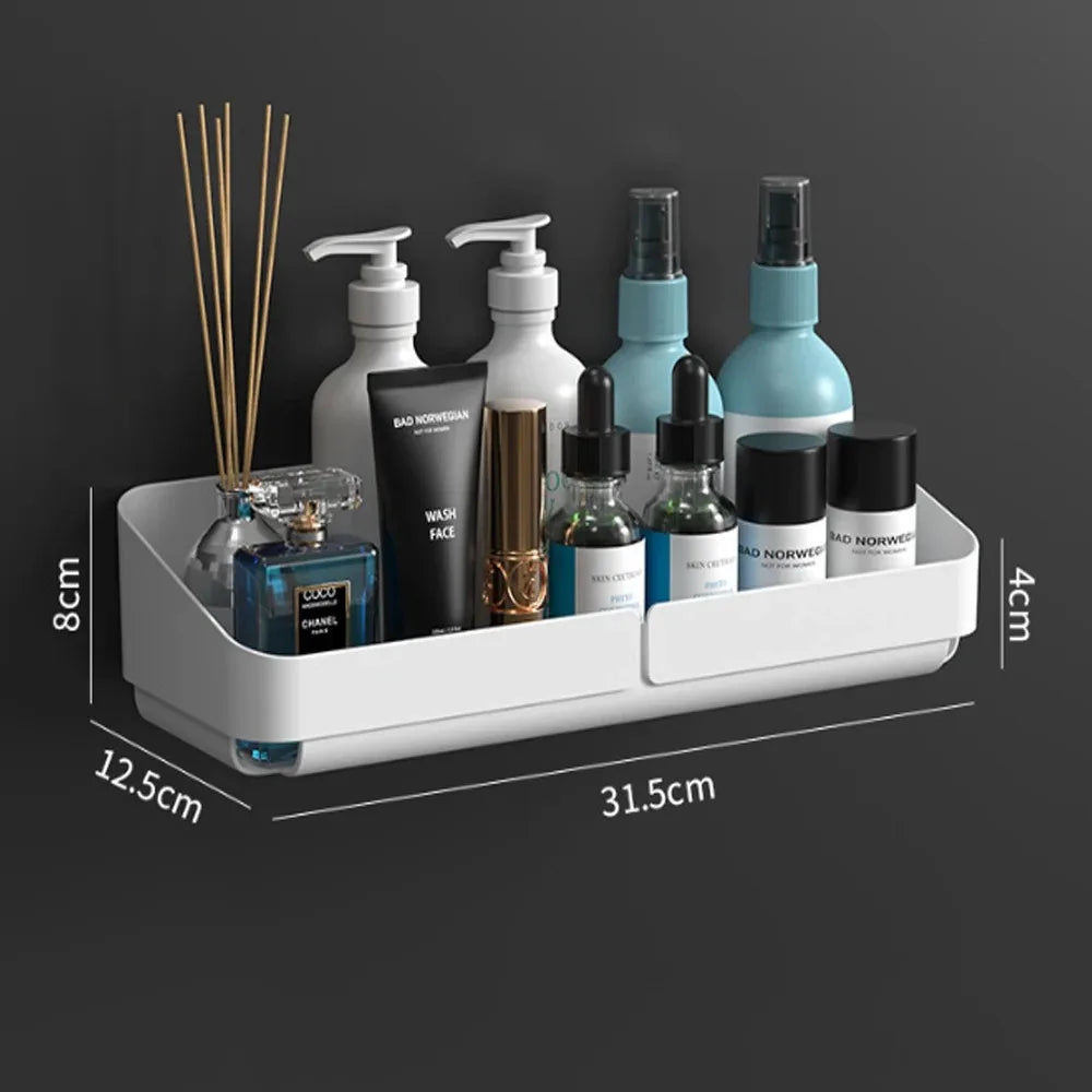 No-Drill Bathroom Shower Shelf – Wall-Mounted Shampoo &amp; Spice Rack Organizer