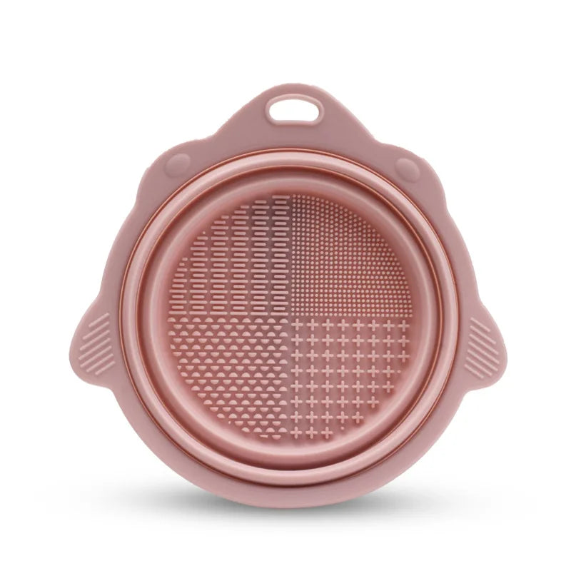 Seashell Makeup Brush Cleaning Mat – Universal Scrubber Pad &amp; Washing Box for Cosmetic Brushes