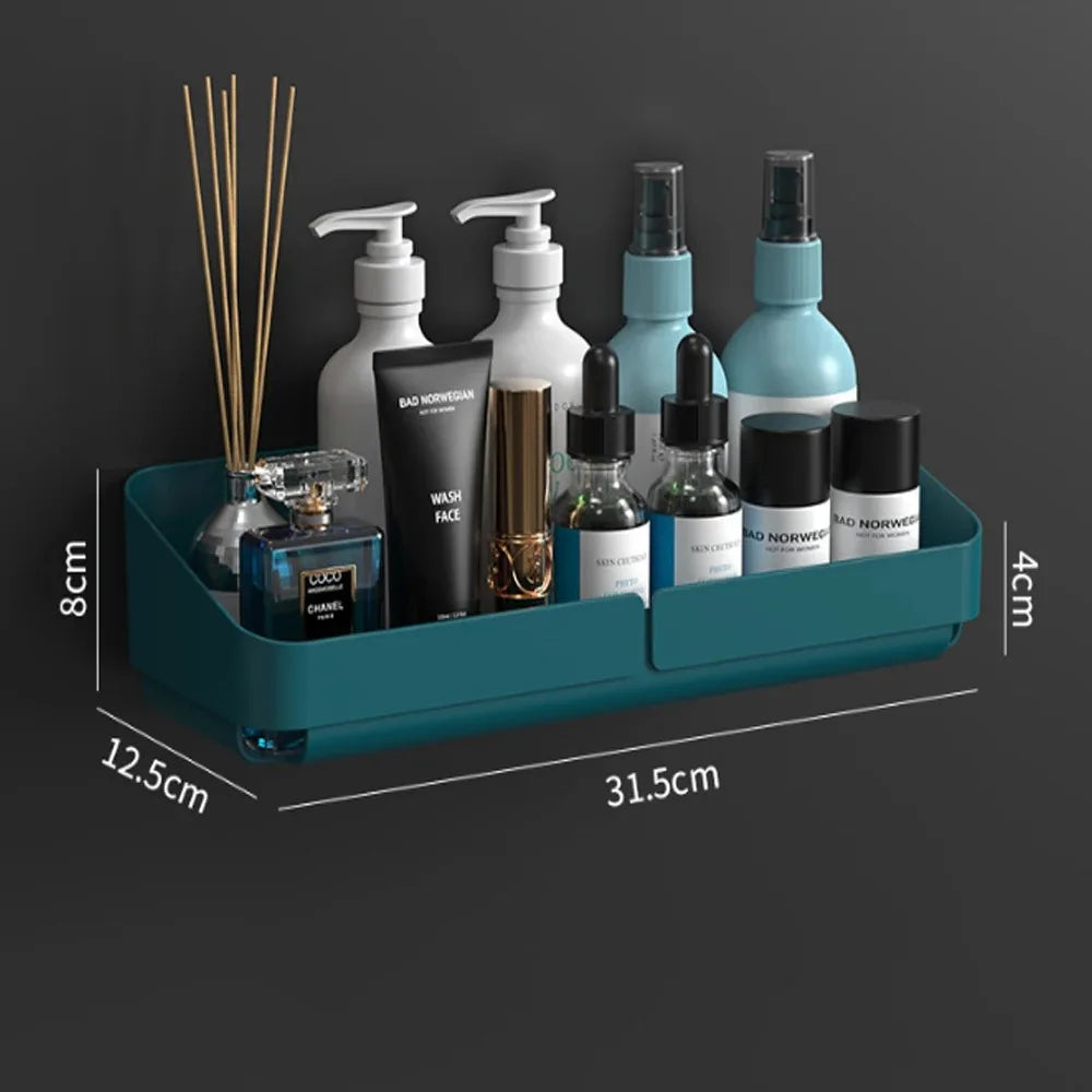 No-Drill Bathroom Shower Shelf – Wall-Mounted Shampoo &amp; Spice Rack Organizer