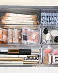 Clear Makeup Organizer Set of 7 – Stackable Drawer Dividers for Cosmetics & Desk Storage