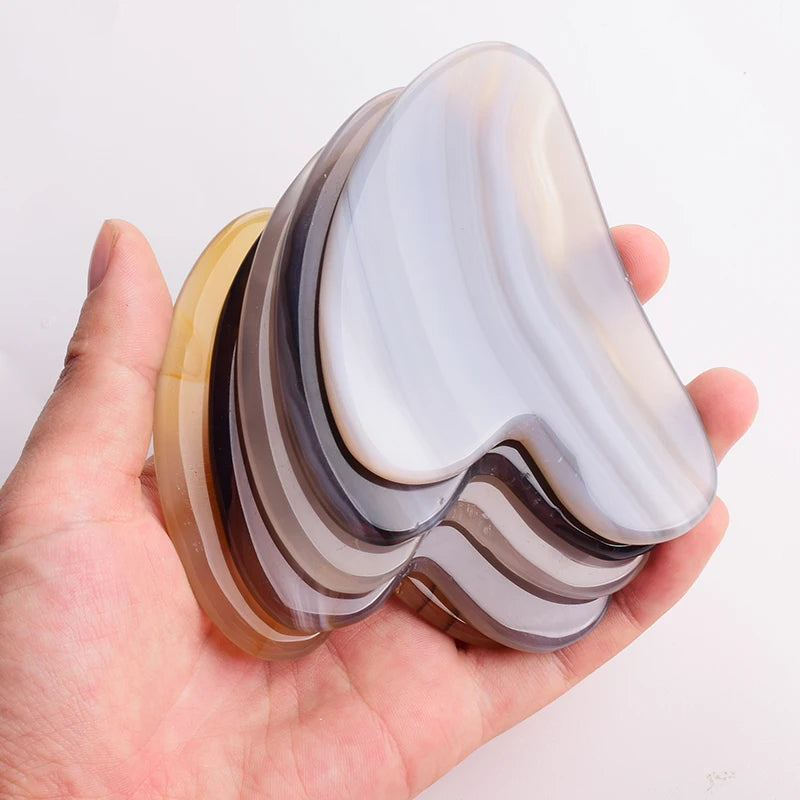 Grey Agate Jade Roller &amp; Gua Sha Scraper – Natural Face &amp; Body Massager