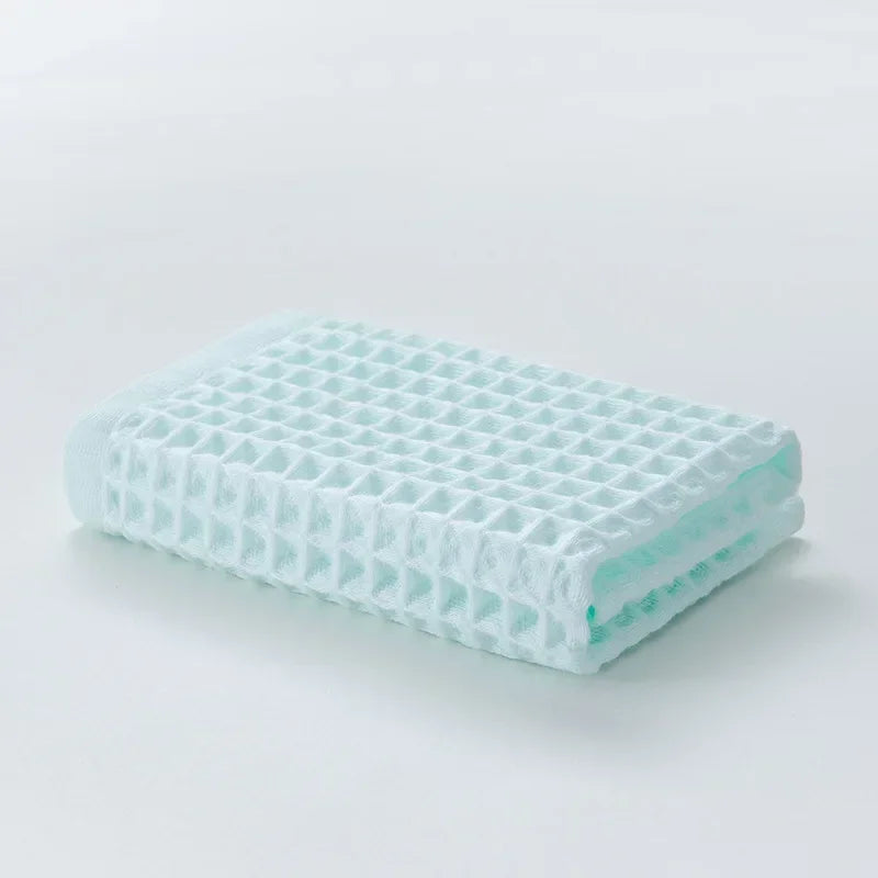 Waffle Cotton Face Towel – Soft Plaid Hand &amp; Hair Shower Towel for Adults (34x74cm)