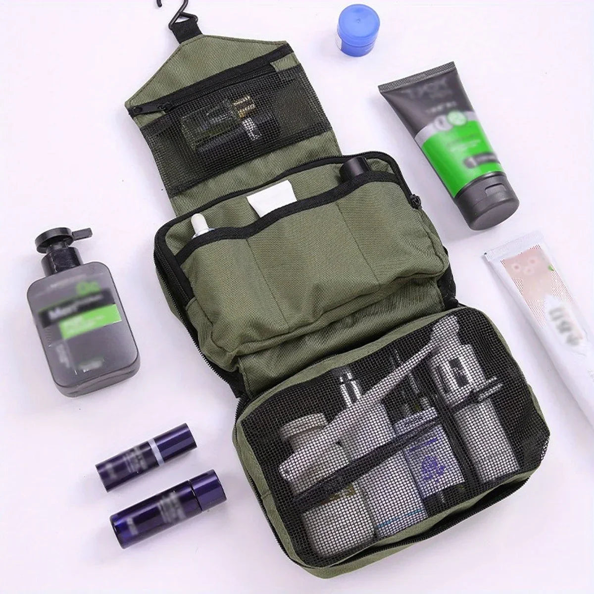 Large Foldable Hanging Toiletry Bag – Waterproof Travel Organizer
