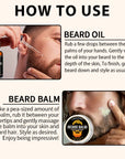 Men's Beard Care Kit – Nourishing Oil, Balm & Moustache Growth Enhancer with Trim Tool