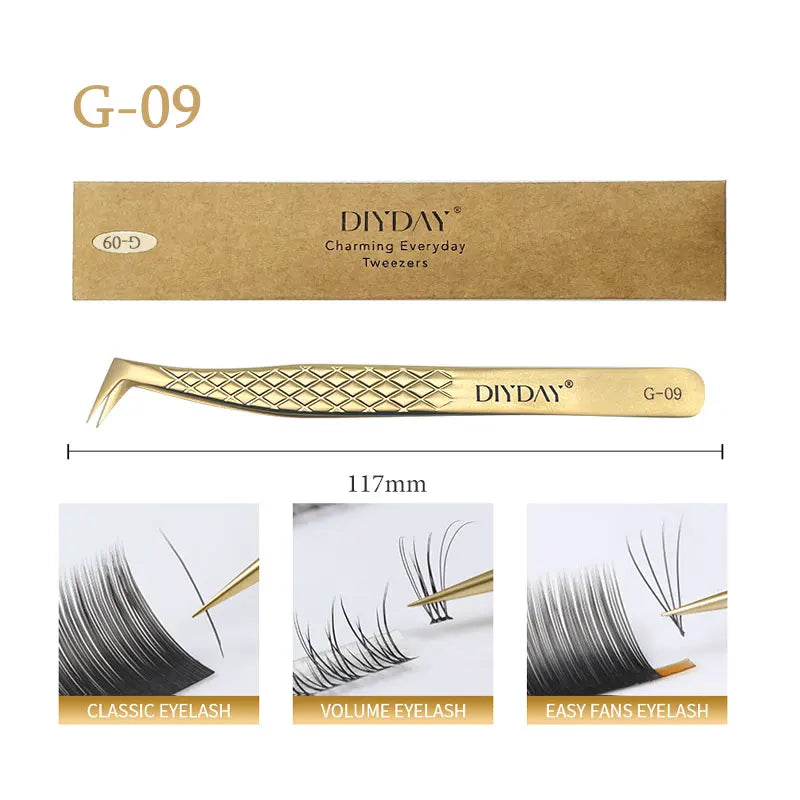 DIYDAY Anti-Slip Fiber Tip Eyelash Extension Tweezers – Precision Stainless Steel Tool