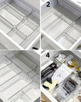 Clear Makeup Organizer Set of 7 – Stackable Drawer Dividers for Cosmetics & Desk Storage