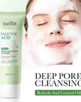 SADOER Salicylic Acid Facial Cleanser – Moisturizing Hydrating Foam Face Wash